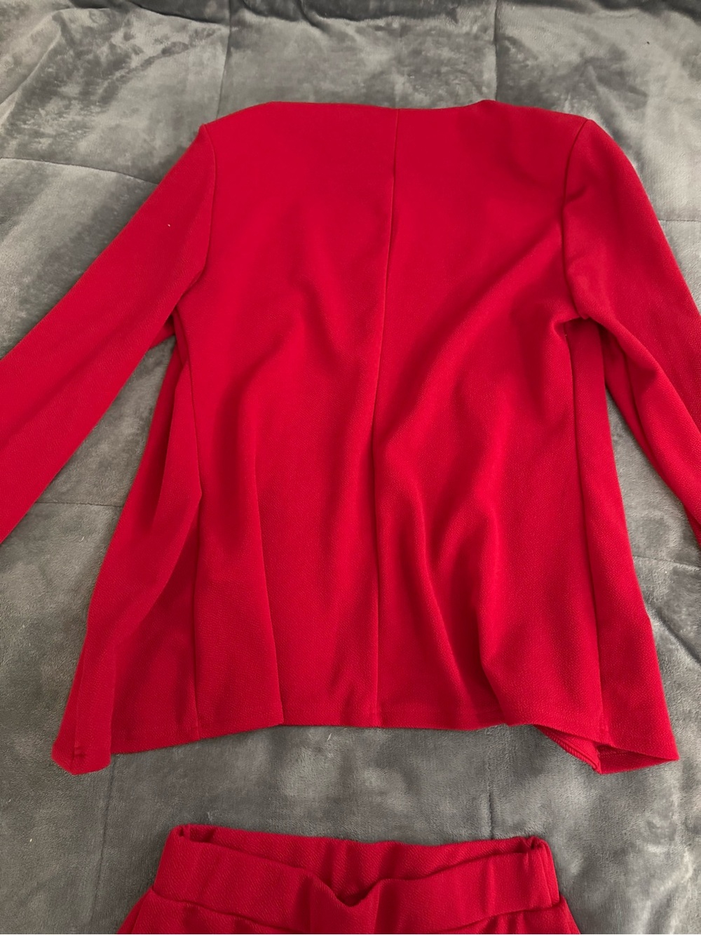 Red Women's Ponte Jacket & Pant Jumpsuit Set - Picture 7 of 9